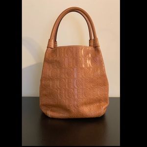 Carolina Herrera Caramel Monogram Bucket Bag
